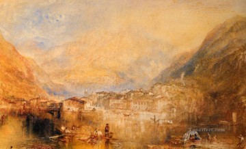 Brunnen desde el lago de Lucerna Romántico Turner Pinturas al óleo